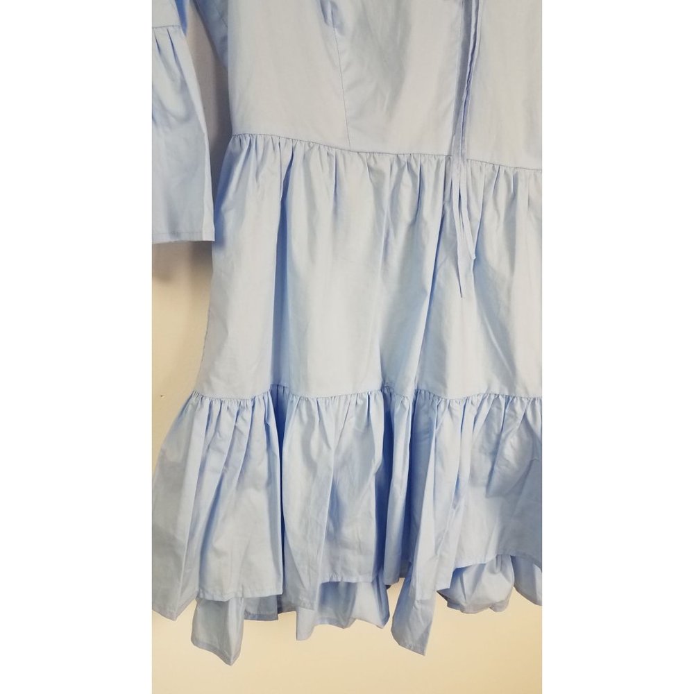 Vetiver Women's Sz. 6 Light Blue Harrison Mini Cotton Poplin Ruffled Dress - Picture 6 of 9
